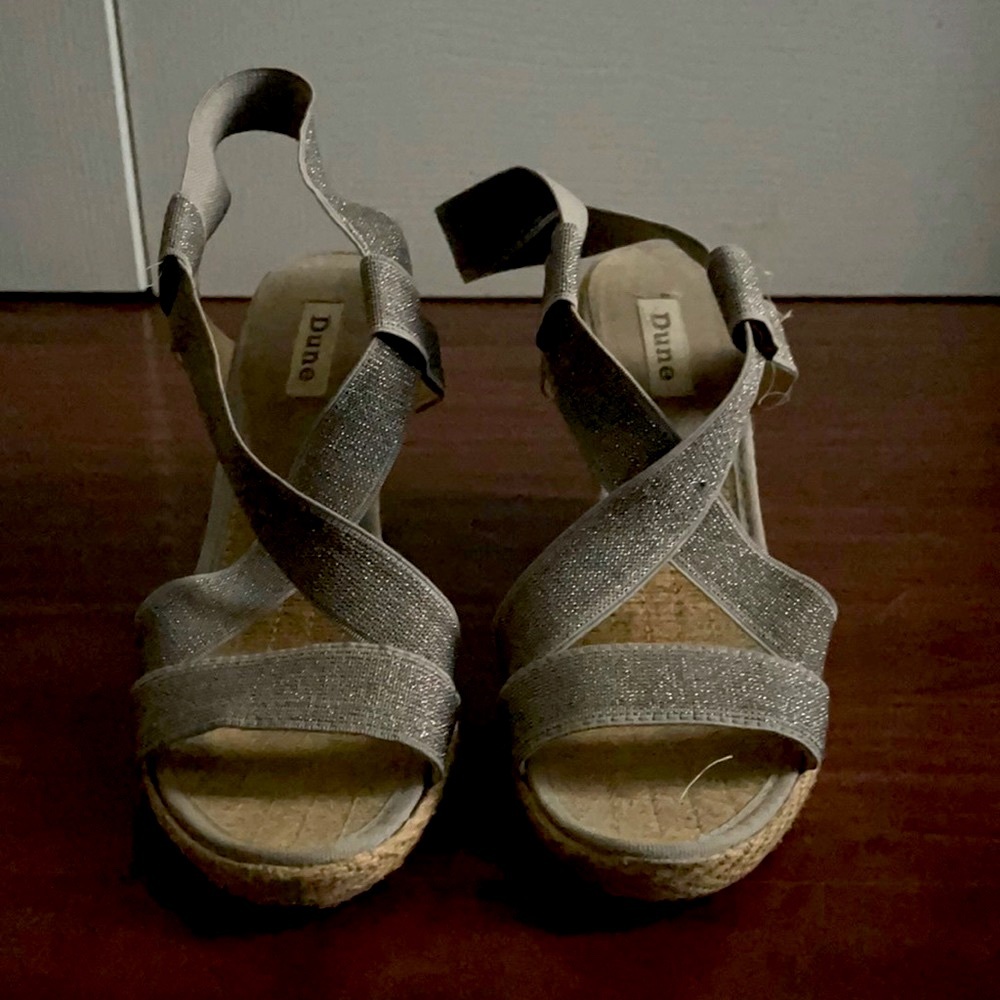 Metallic wedge sandals espadrilles